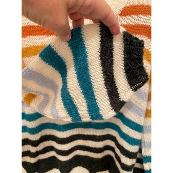Entro Multicolor Striped Sweater Women's sz L long Balloon  sleeve‎ - Picture 6 of 12